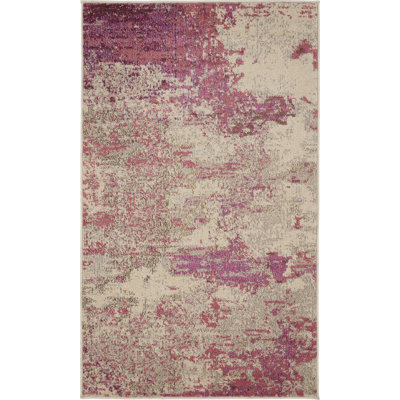 Tapis ivoire / rose à motif abstrait Adrieonna