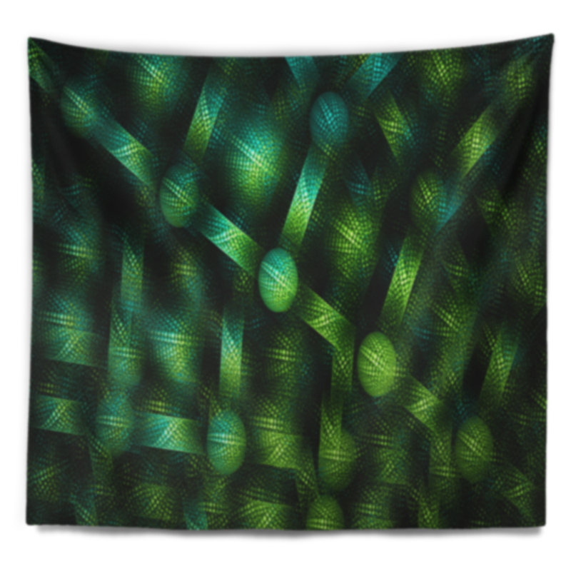 Tapisserie abstraite à texture de cristal en acier vert, H 50 po x l 60 po