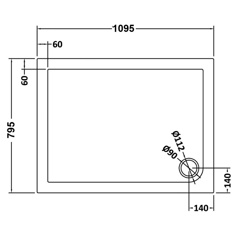 Dockrey Rectangular Shower Enclosure, 1850mm H x 1100mm W x 800mm D