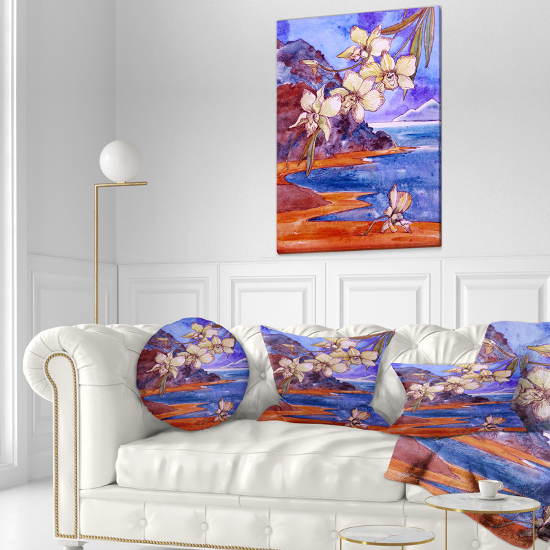 Coussin White Orchid with Sea