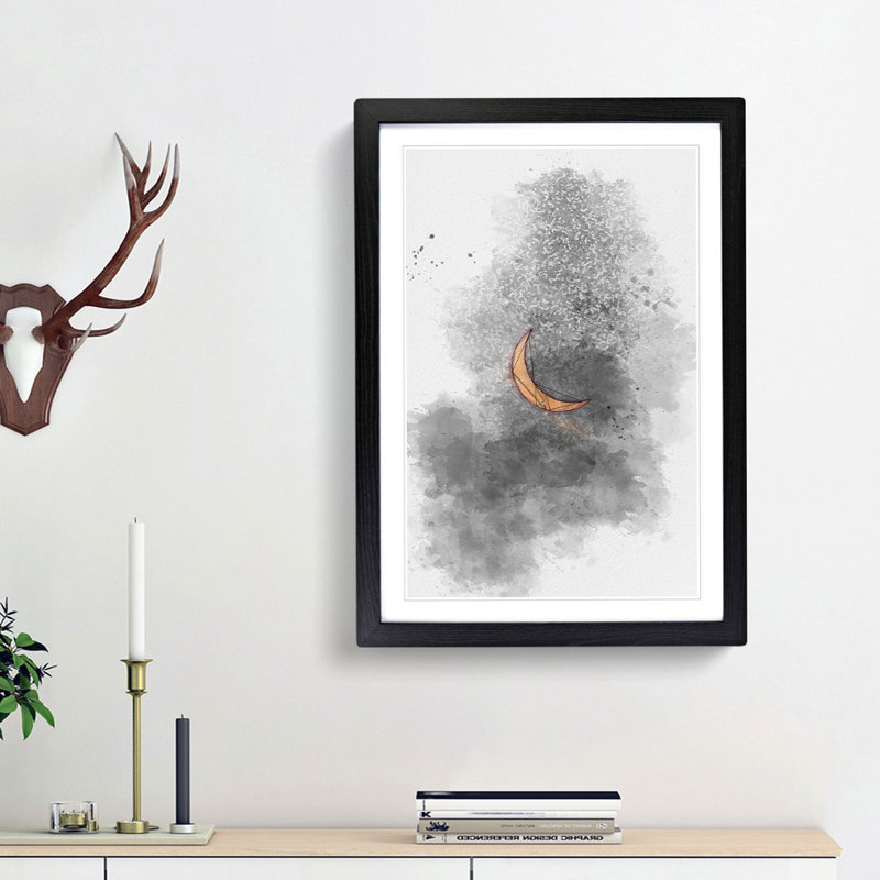 Partial Solar Eclipse in Abstract - Picture Frame Graphic Art Print, 48cm H x 36cm W x 2cm D, Black Framed
