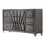 Commode 9 tiroirs en tissu avec accents capitonnés et bouton en acrylique-732836292