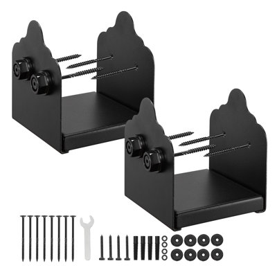 2-Pack Heavy Duty 6x6 Post Base Brackets - Black Carbon Steel Wood Fence Anchor Kit with Mounting Hardware for Deck, Porch & Pergola