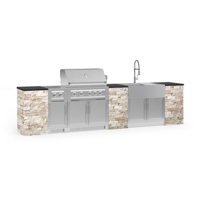 Outdoor Kitchen Signature Series 11 Piece Cabinet Set with 36 in. Natural Gas Platinum Grill -  NewAge Products, 69257