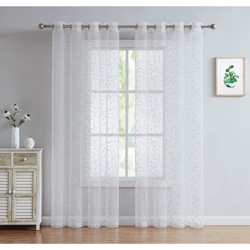 Sheer Curtain Pair, Silver, 54" W x 108" L