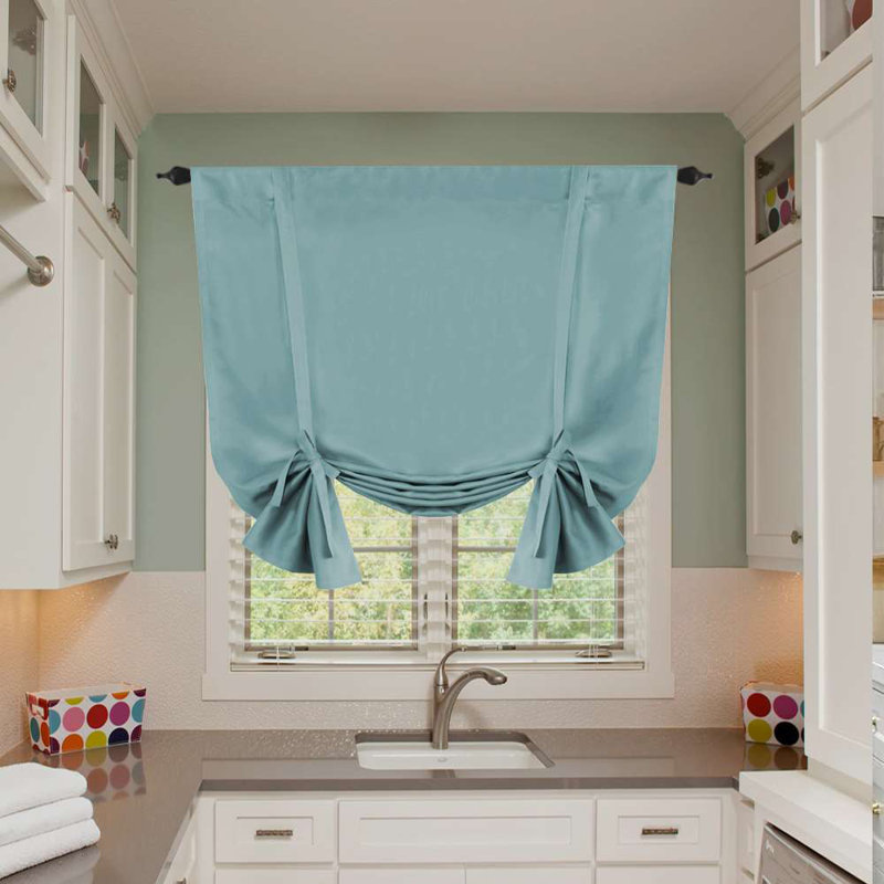 Curtains Thermal Insulated Tie Up Window Shade Light Reducing Curtains for Kitchen, Rod Pocket 2 Panels - 42" Wide by 63" Long