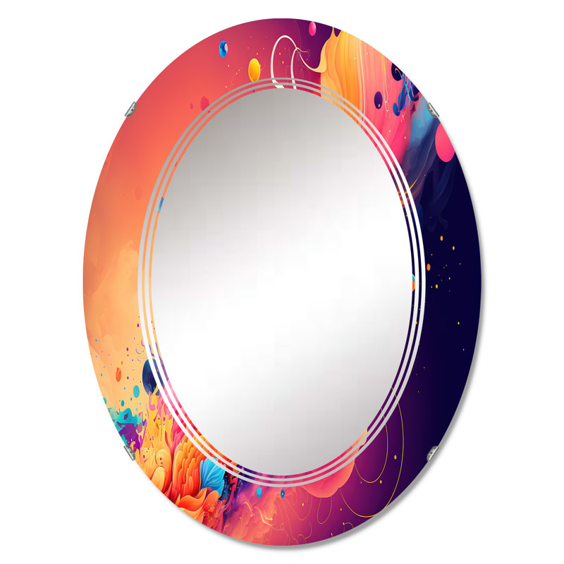 Pessi Vibrant Color Explosion I - Miroir mural spiralé moderne, 36 po x 24 po
