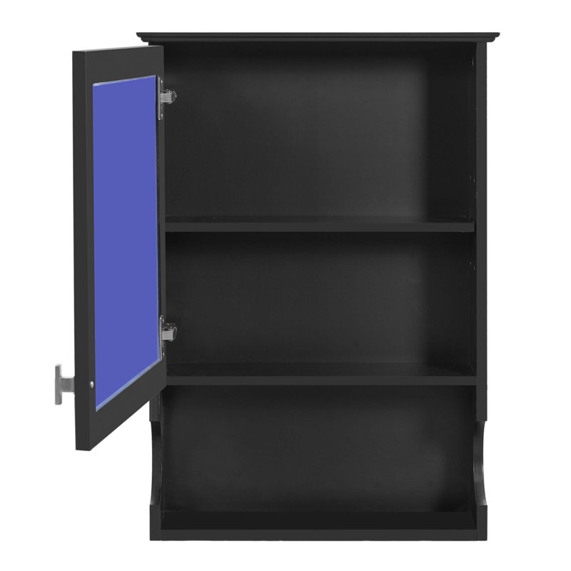 Armoire de rangement de salle de bain murale 20 "avec miroir, Noir