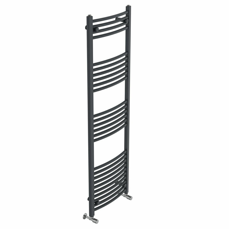 Cano Curved Heated Towel Rail Radiator Bathroom Ladder Warmer, 160cm H x 50cm W x 5.2cm D, Dark Grey