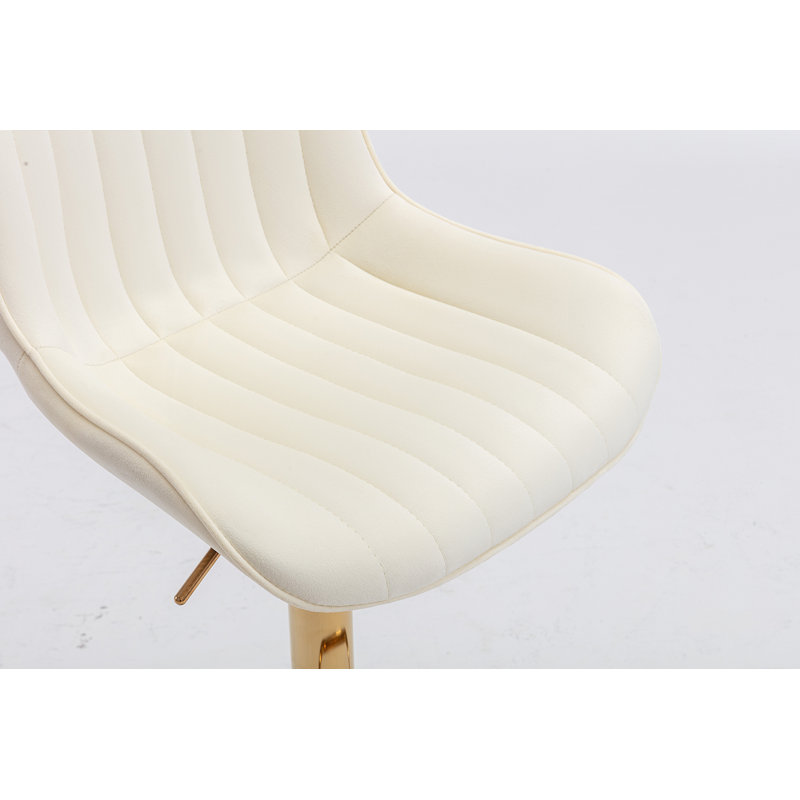 Tabourets de bar réglables avec repose-pieds chromé et levage mécanique, Ivoire ivoire