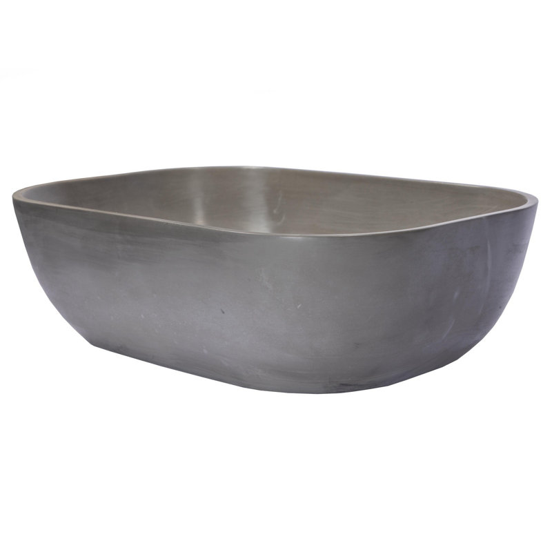 Concrete Rectangular Vessel Bathroom Sink, Dark Gray
