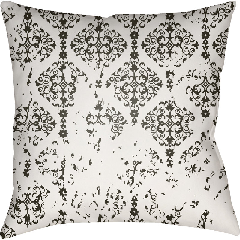 Coussin décoratif, H 20 po x l 20 po x P 4 po, Blanc / noir