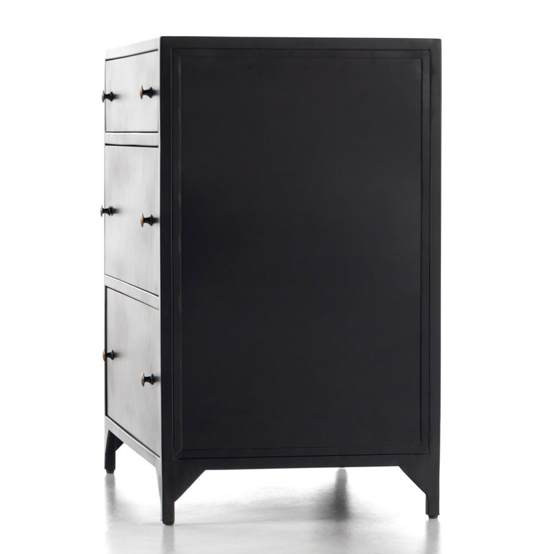 Belmont 3 - Drawer Iron Nightstand, Black