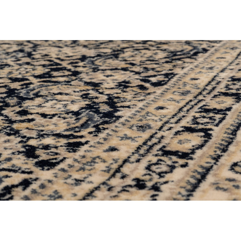 Tapis beige / bleu en laine Annia, Tapis de couloir 2 pi 9 po x 8 pi 2 po