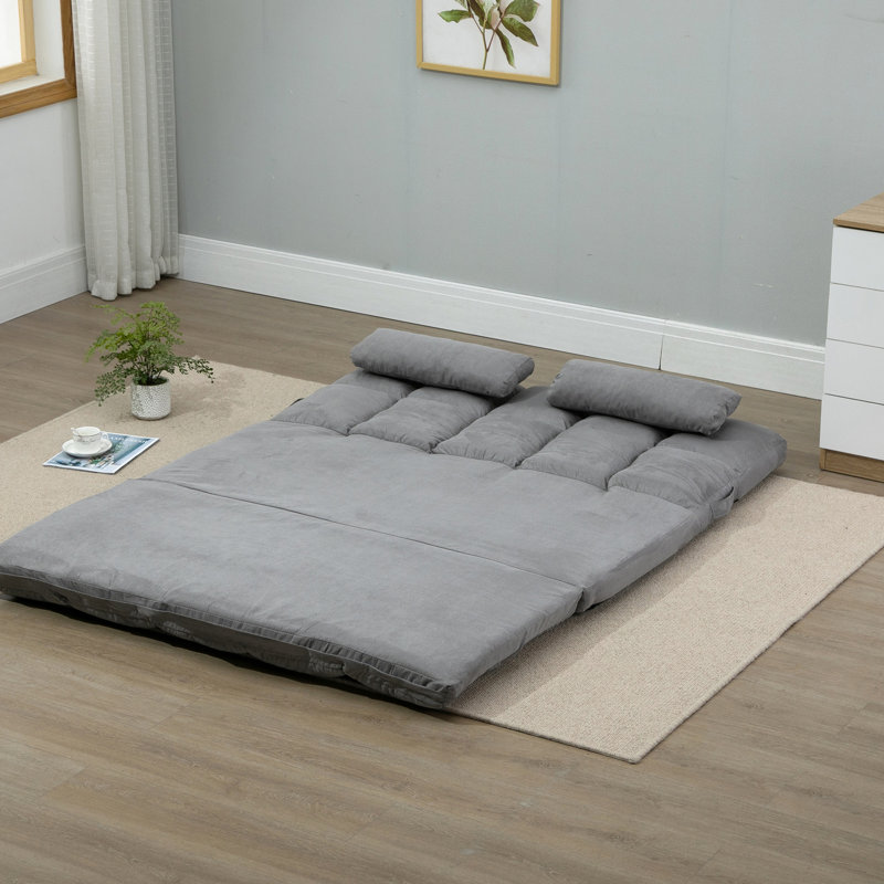 Convertible Floor Couch Bed Chair - Folding In Gray, Adjustable & , 2 Pillows, Space Saving, Adjustable, Frame