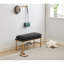 Banc de rangement rembourré en lin noir avec pieds en métal et tablette pour la chambre à coucher, le vestibule, la salle à manger-1747607320
