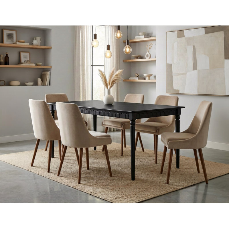 Turned Leg Solid Wood Dining Table, 29.47"H x 55"L x 31.5"W