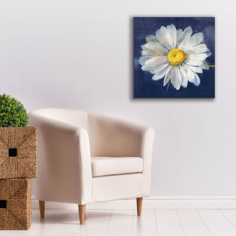 «Boldest Bloom 2 Dark Blue» par Danhui Nai, art mural sur toile, H 26 po x l 26 po