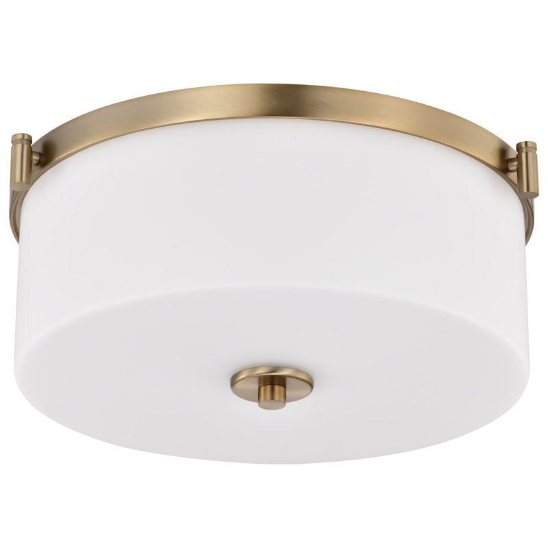 Liam - 3 Light Flush Mount - White Opal Glass, Burnished Brass