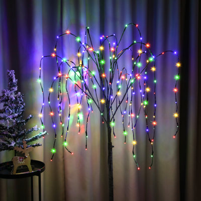 Solar LED Lighted Trees 4' Weeping Willow Blinking Decoration for Yard Pathway Patio