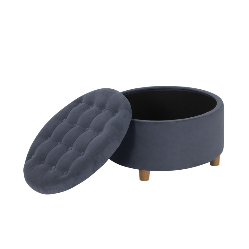 Bhismpal Velvet Ottoman, Blue