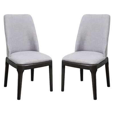 De 2 chaises de salle à manger latérales grises avec siège rembourré en lin et pieds en finition chêne, hauteur standard, profondeur de 18 pouces, dossier solide de 20 pouces, rembourré de mousse, idéal pour deux pièces rembourrées en bois rembou
