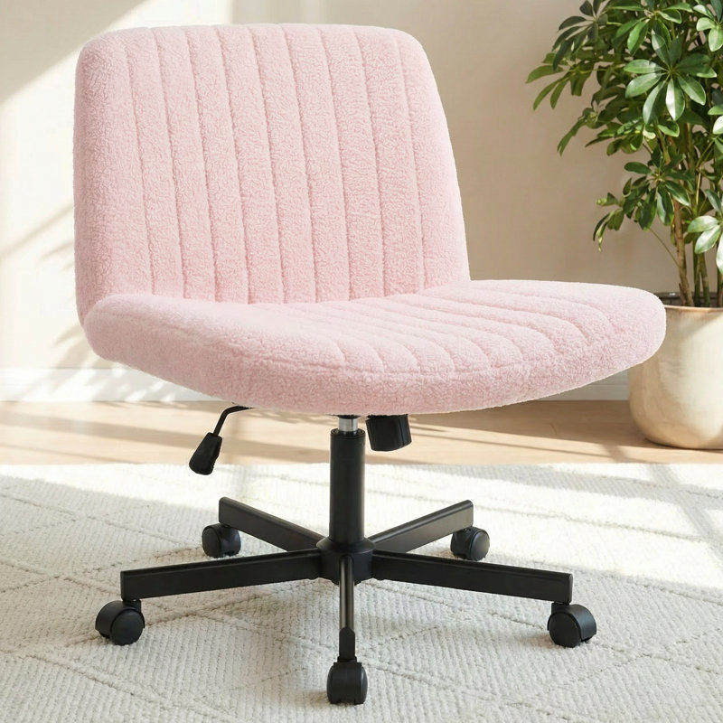 Chaise de bureau Keyri Criss, Rose, Roue simple, Teddy