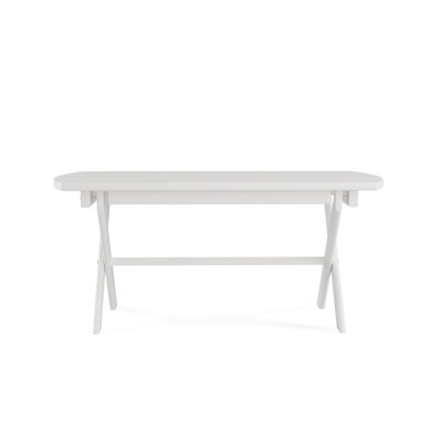  Folding Oval Outdoor Table, White-Paint-1