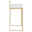 Tabouret de bar empilable Contemporary-Glam doré avec coussin en velours blanc - ensemble de 2