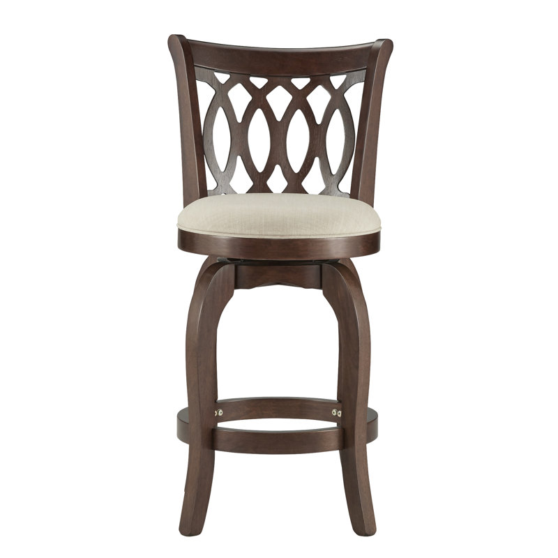 Chaise pivotante à hauteur de comptoir Alyn, Beige, Tabouret de comptoir (assise de 24 po de hauteur), Cerisier