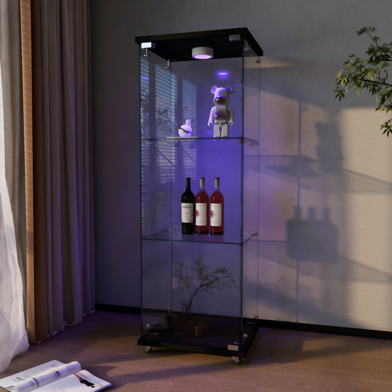 Vitrine moderne en verre avec lumières DEL