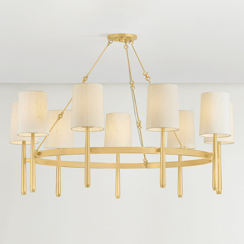 Lustre Bridgeton en laiton vieilli, H 18,25 po x l 46 po x P 46 po, 9 lumières