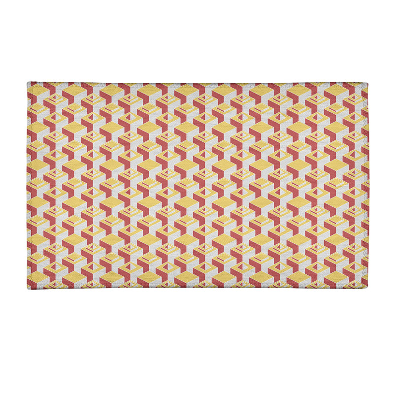Tapis de zone jaune/rouge light skyscrapers, Rectangle 3 pi x 5 pi