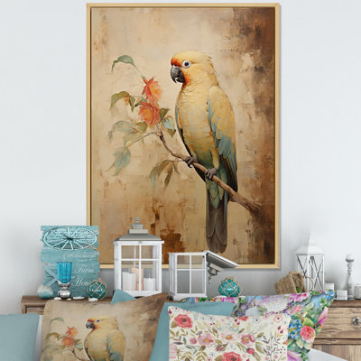 Élégance de plumes de perroquet beige rétro