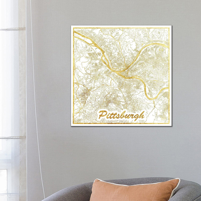 Bangkok Minimal Urban Blueprint Map by Hubert Roguski - Wrapped Canvas Print, 66.04 cm H x 66.04 cm W x 1.91 cm D