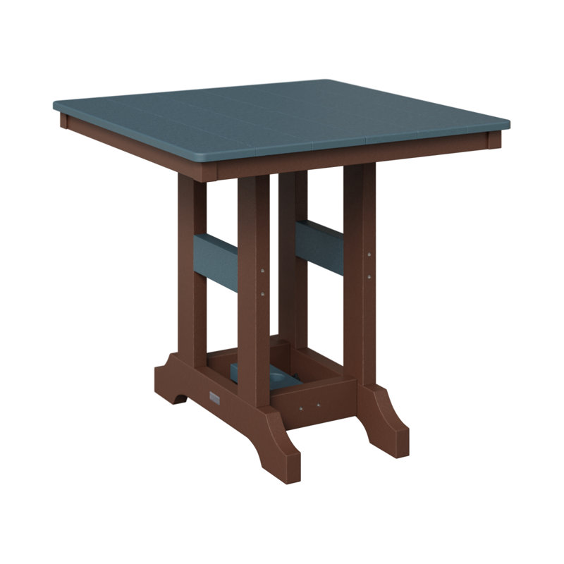 Garden Classic Outdoor Square Bar Table, 39.5" H x 33" W x 33" D, Slate, Chocolate Brown