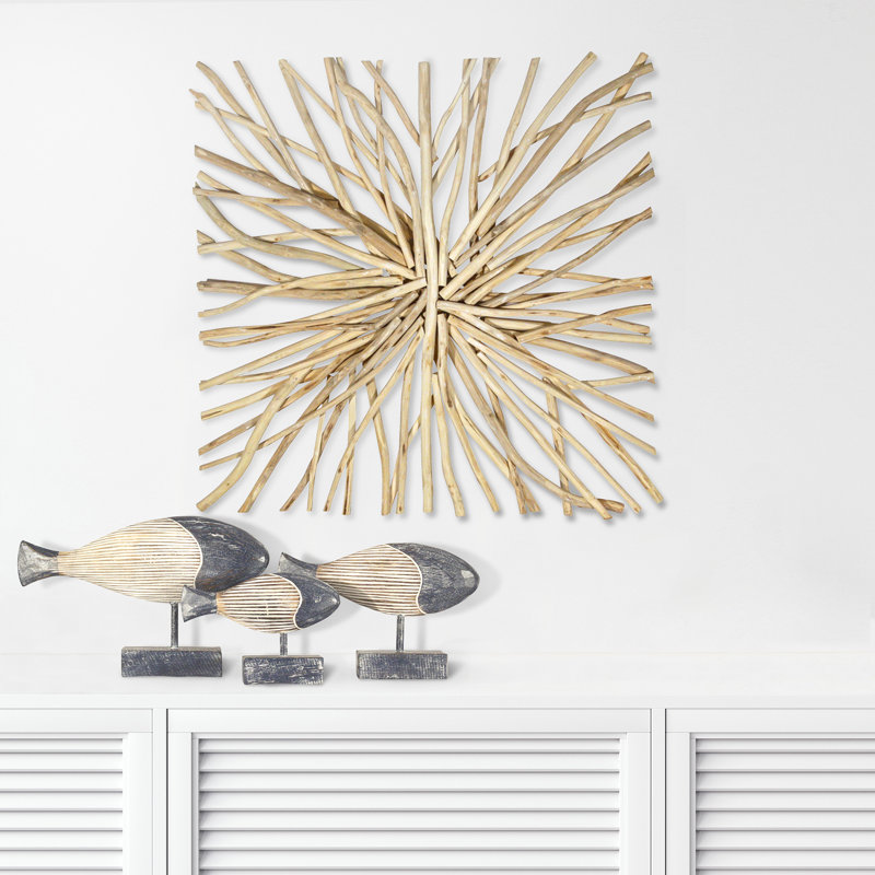 Ensemble de sculpture poisson en bois