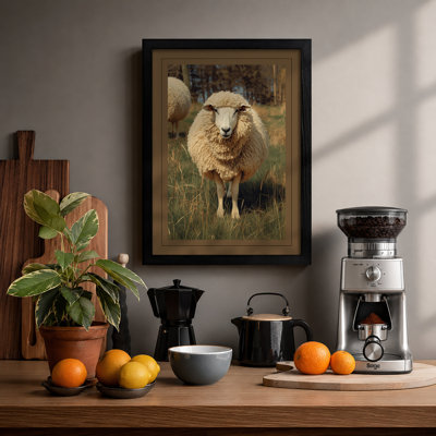 Pastoral Sheep Rustic - Framed Print