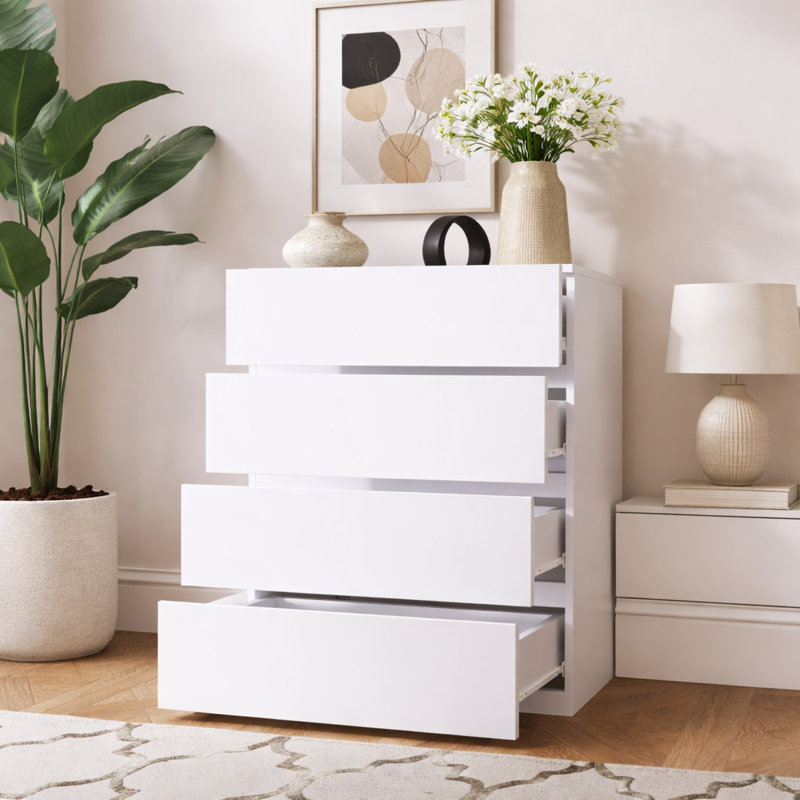 Chest of Drawers, 4-Drawer Storage Cabinets, White
