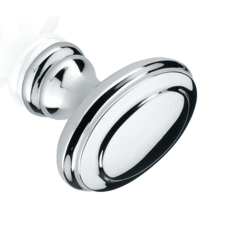 Poignée ronde Queen's, Chrome brillant, H 1,61 po x l 1,48 po x P 1,48 po