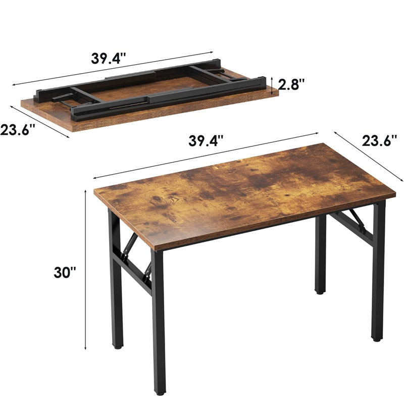 Computer Desk For Small Space Small Folding Table Small Writing Desk Foldable Desk, Rustic Brown