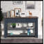 Console en bois de pin massif 48 po - table d'appoint moderne avec 3 tiroirs de rangement et 2 tablettes, assemblage facile (blanc antique + plateau brun)-974312930