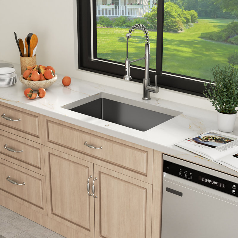 Single Bowl Guage Stainless Steel Undermount Kitchen Sink with Bottom Grid, 10" H x 28" L x 18" W