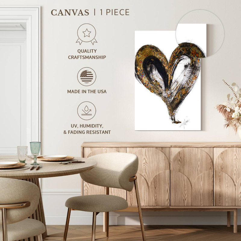 Hardie Gold And Black Heart, 12" H x 8" W