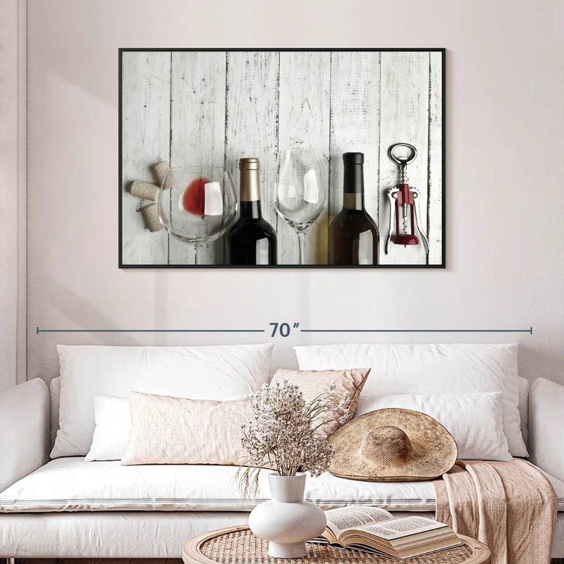 Dégustation de vin, 46 po x 31 po, Cadre flottant noir