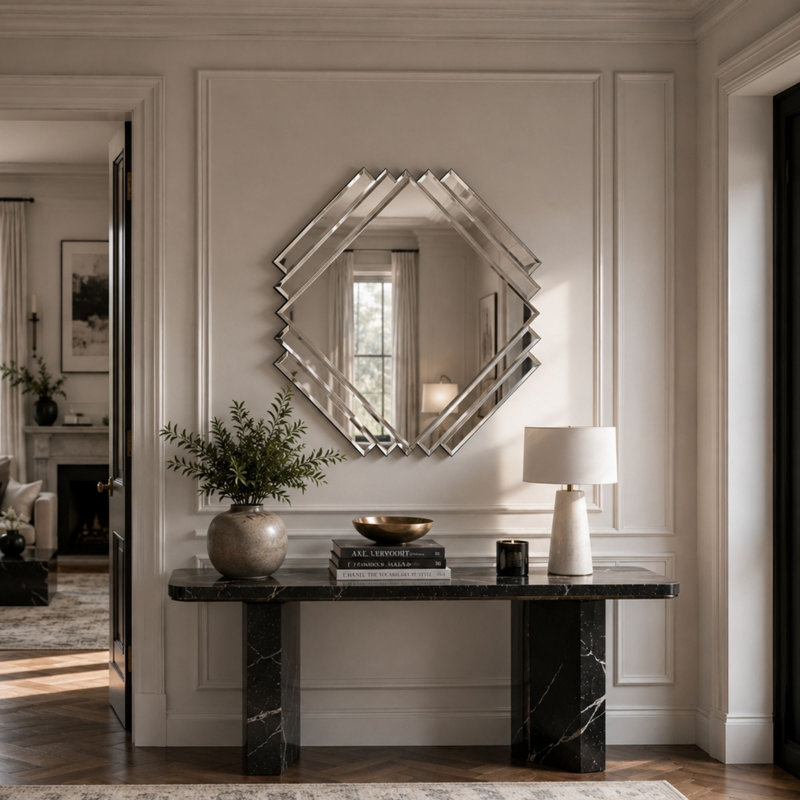Jahiem Art Deco Inspired Bevelled Accent Mirror