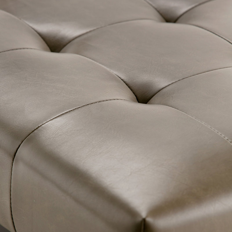 Draper 40" Taupe Faux Leather Tufted Ottoman Bench