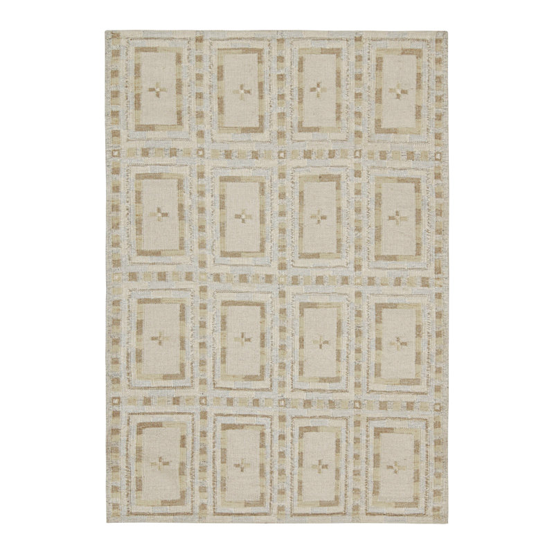 Scandinavian Hand Knotted Wool Geometric Area Rug, Rectangle 9' x 12'