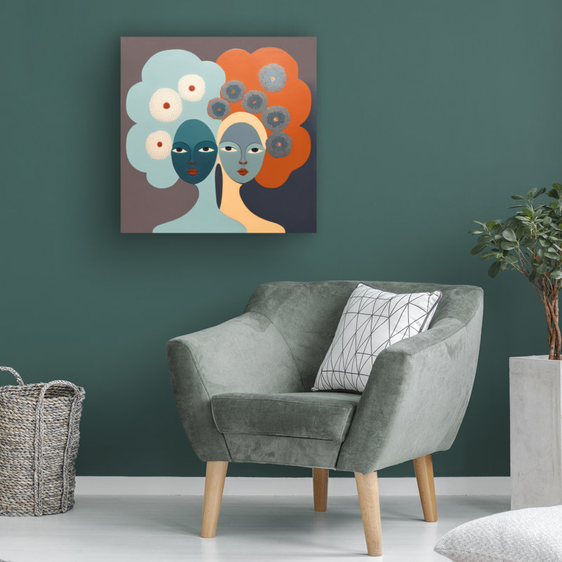 "Modern and Mid Century Diversity Portraits 14", reproduction d'art sur toile, H 14 po x l 14 po x P 2 po