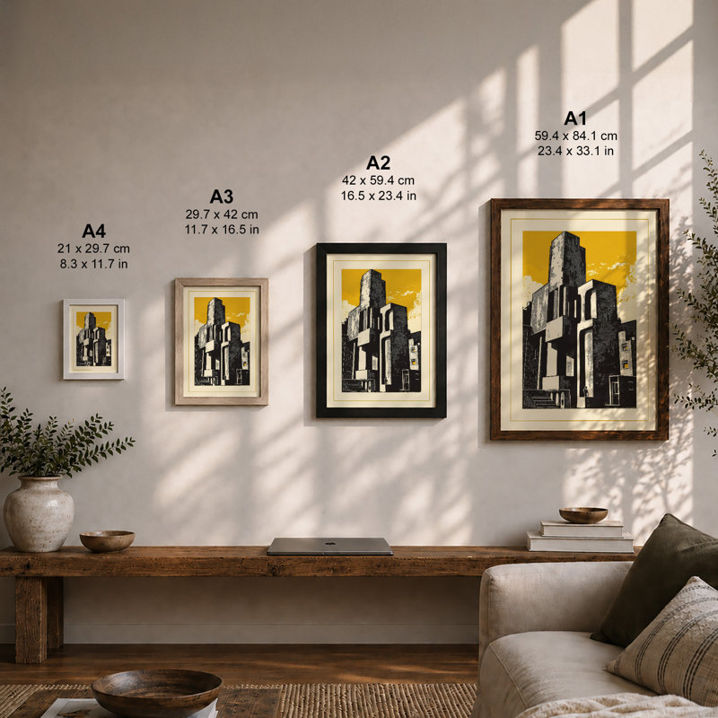 Expressionist Building Industrial - Framed Print, Walnut, A4 - 29.7 x 21.0 cm